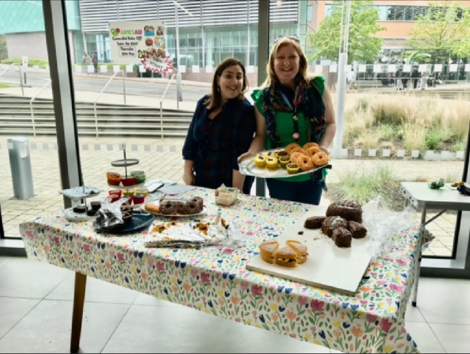 The Atomhawk team with their bakes for the 2023 GamesAid Bake Off
